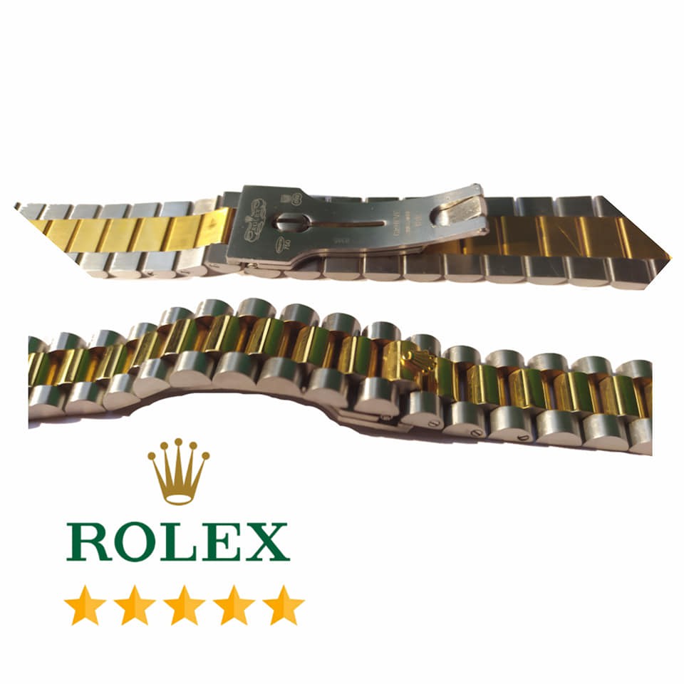 Rantai Strap Tali jam tangan watch Rolex President Kombinasi silver Gold