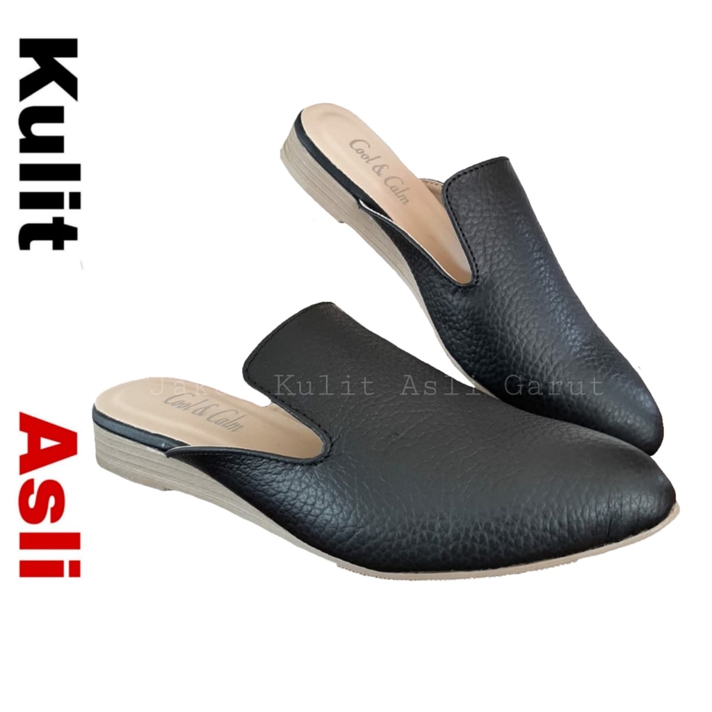 Sandal Wanita Kulit Asli Garut Sandal Selop Slop Bustong Wanita Kulit