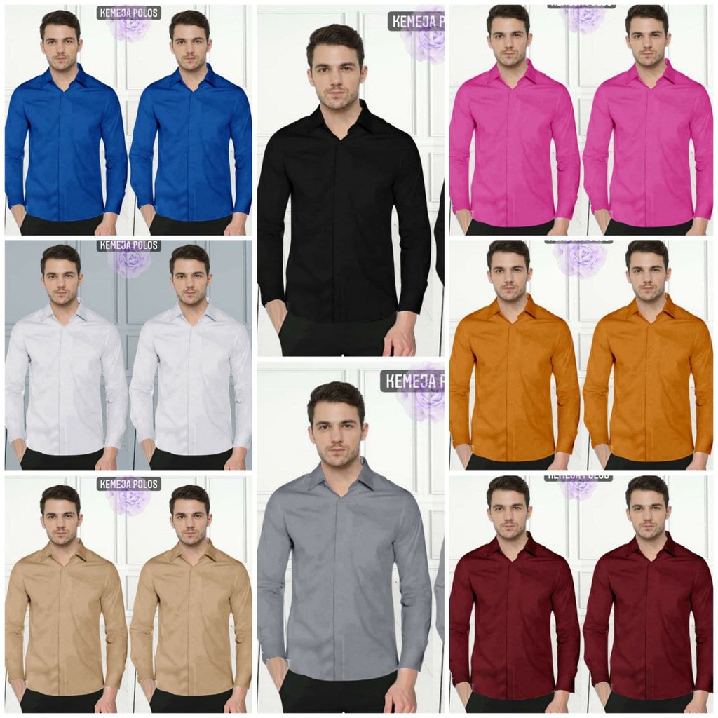 KEMEJA POLOS PRIA JUMBO 3XL XXXL / KEMEJA LENGAN PANJANG / BISA UNTUK COUPLE / KASUAL FORMAL