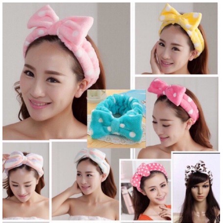 Bando Bandana Rambut Motif Pita | Bando Rambut Mandi Bludru | Bandana Masker Wanita | Headband Maske