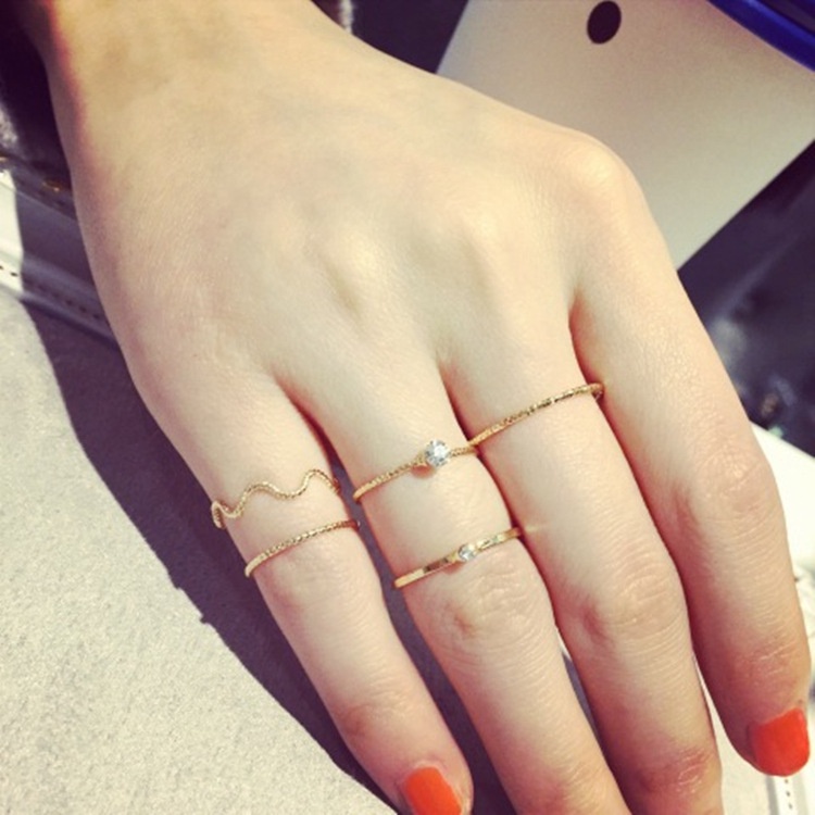 ➰CKK➰ FA103 Cincin gelombang fashion wanita set 5 in 1 model korea jepang terbaru cantik imut lucu kekinian OOTD