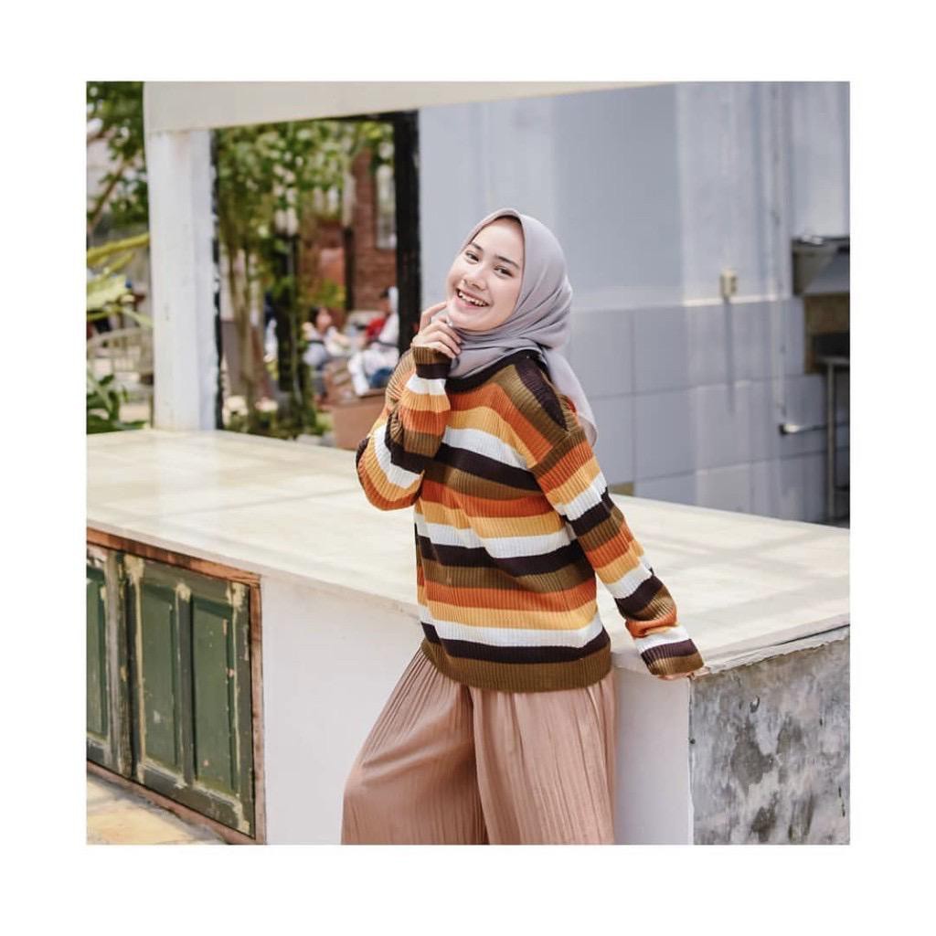 zelline official atasan rajut wanita summerly bahan boxy