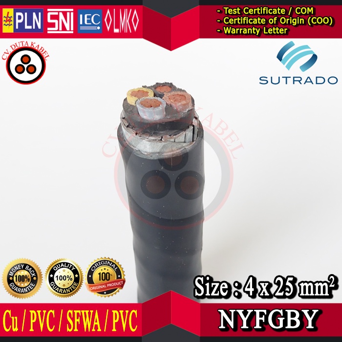 Kabel NYFGBY 4x25 mm2 SUTRADO /4 x 25 mm2/4x25mm2/4x25 mm/4x25mm