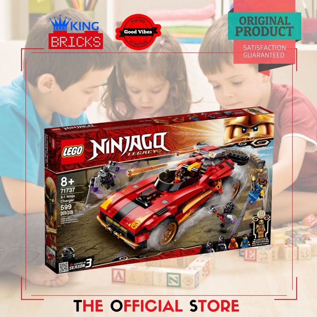 LEGO Original NINJAGO 71737 X-1 Ninja Charger Mainan Anak Mobil Motor Ninja Legacy Jay Cole Kai