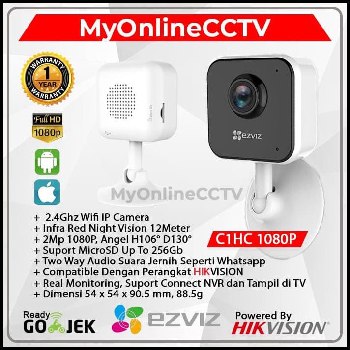 Ezviz C1Hc 1080P Ip Cam Wireless Paket Camera Cctv Wifi By Hikvision - C1Hc Only Kamera Pengintai