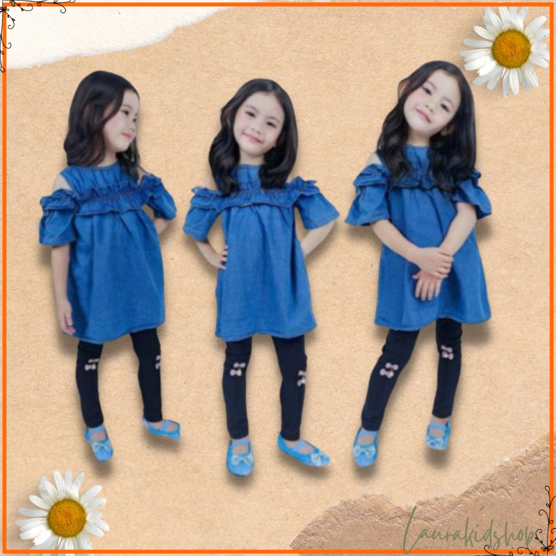 Dress Anak Perempuan / Dres Anak Perempuan / Dress Jeans Anak SABRINA By Laurakids 1-3 Tahun