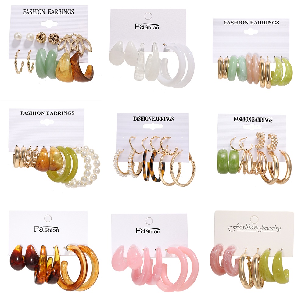 Fashion Resin Pearl Earrings Set Butterfly Elegant Hoop Stud Earring Women Fashion Jewelry Accessories