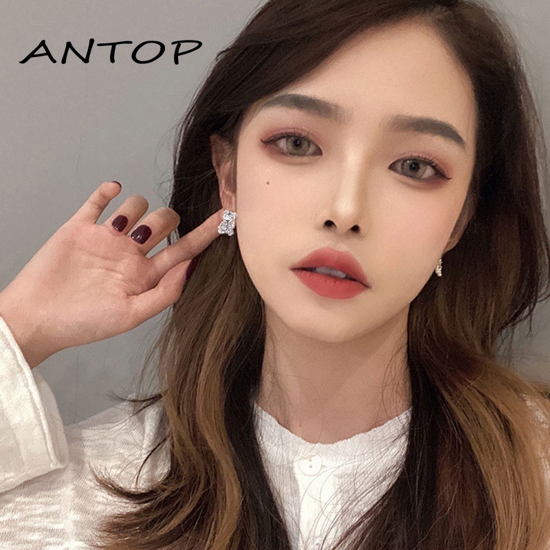 Fashion Hati Mutiara Kristal Stud Anting Pesona Zirkon Anting-Anting Perhiasan Untuk Wanita Hadiah ANTOP