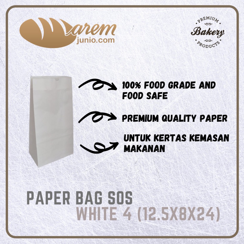 Paper Bag SOS White 40 (235x130x75mm) Isi 50