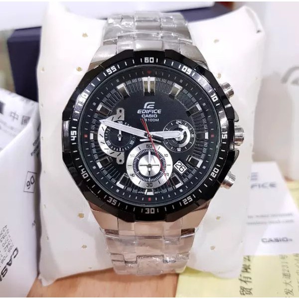 Jam Casio Edifice EFR 554D - 1A2VUDF Stainless SIlver Dial Black