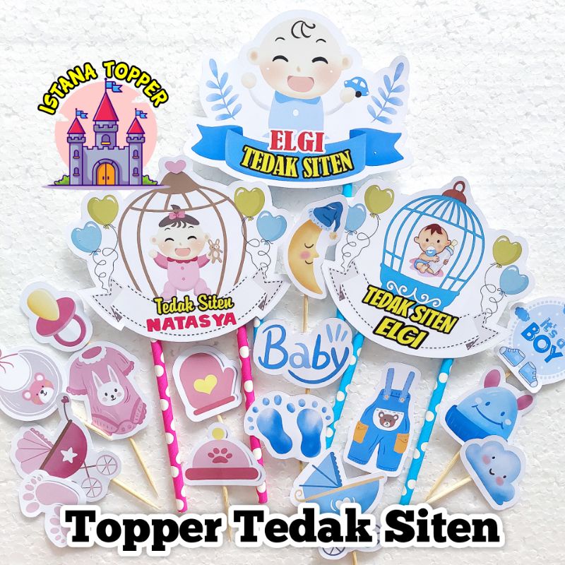 Topper CUSTOM NAMA Tema TEDAK SITEN / Topper Baby / Topper Baby Boy/ Topper Baby Girl / Tedak Siten 