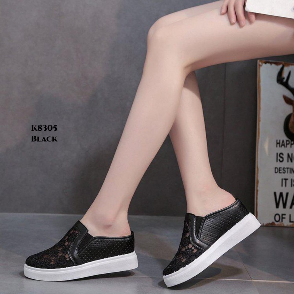 PRF Wajib up 1 size Sepatu wedges selop brocode fashion Korea K8305