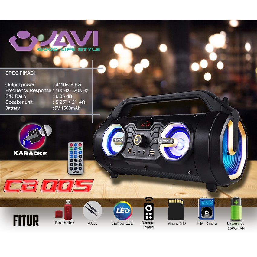 Speaker Bluetooth Javi CB-005 - speaker karaoke - speaker aktif cb005 plus mic/remote - SNI / POSTEL