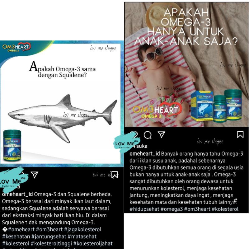 lov me❤ Om3Heart Omeheart Omega 3 Fish Oil Minyak ikan anak dewasa &amp; hewan /kesehatan jantung/daya ingat/kolesterol- Aman lambung isi 30 dan isi 60 |ORIGINAL