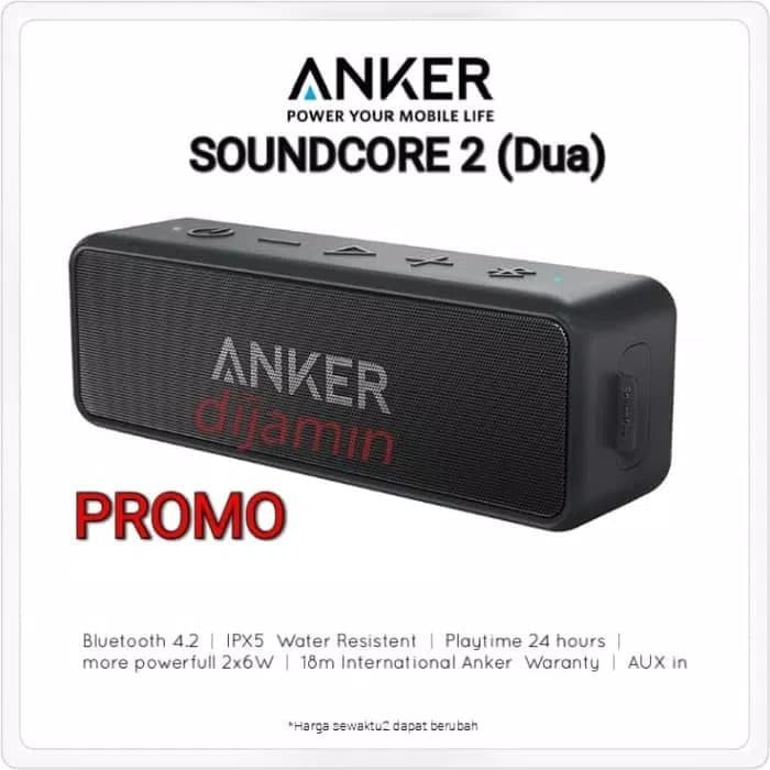 Original Anker Soundcore 2 Wireless Bluetooth Speaker - Hitam