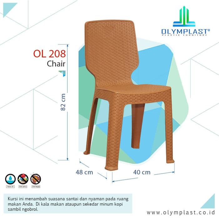  Olymplast  OL 208 Kursi Bangku Sender Plastik Rotan Anyam 