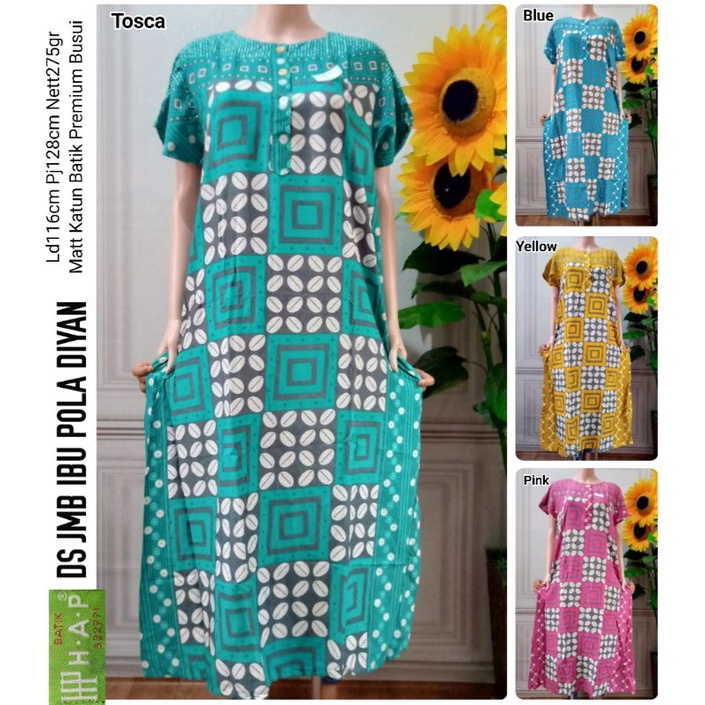 Daster panjang lengan pendek merk HAP