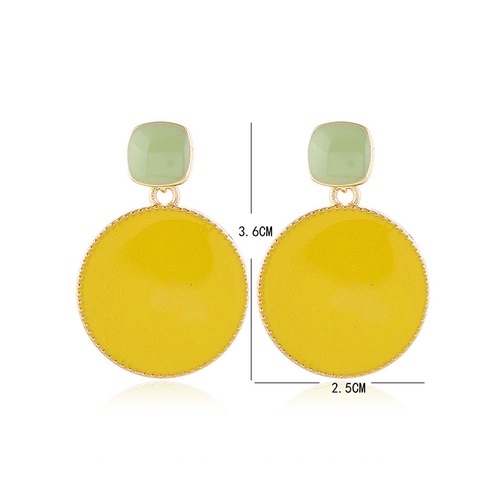 LRC Anting Tusuk Fashion Oil Drop Hit Color Geometric Round Alloy Earrings A61106