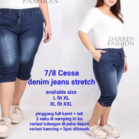  Terbaik  Celana  7 8 Jumbo Cessa Jeans Denim Stretch 