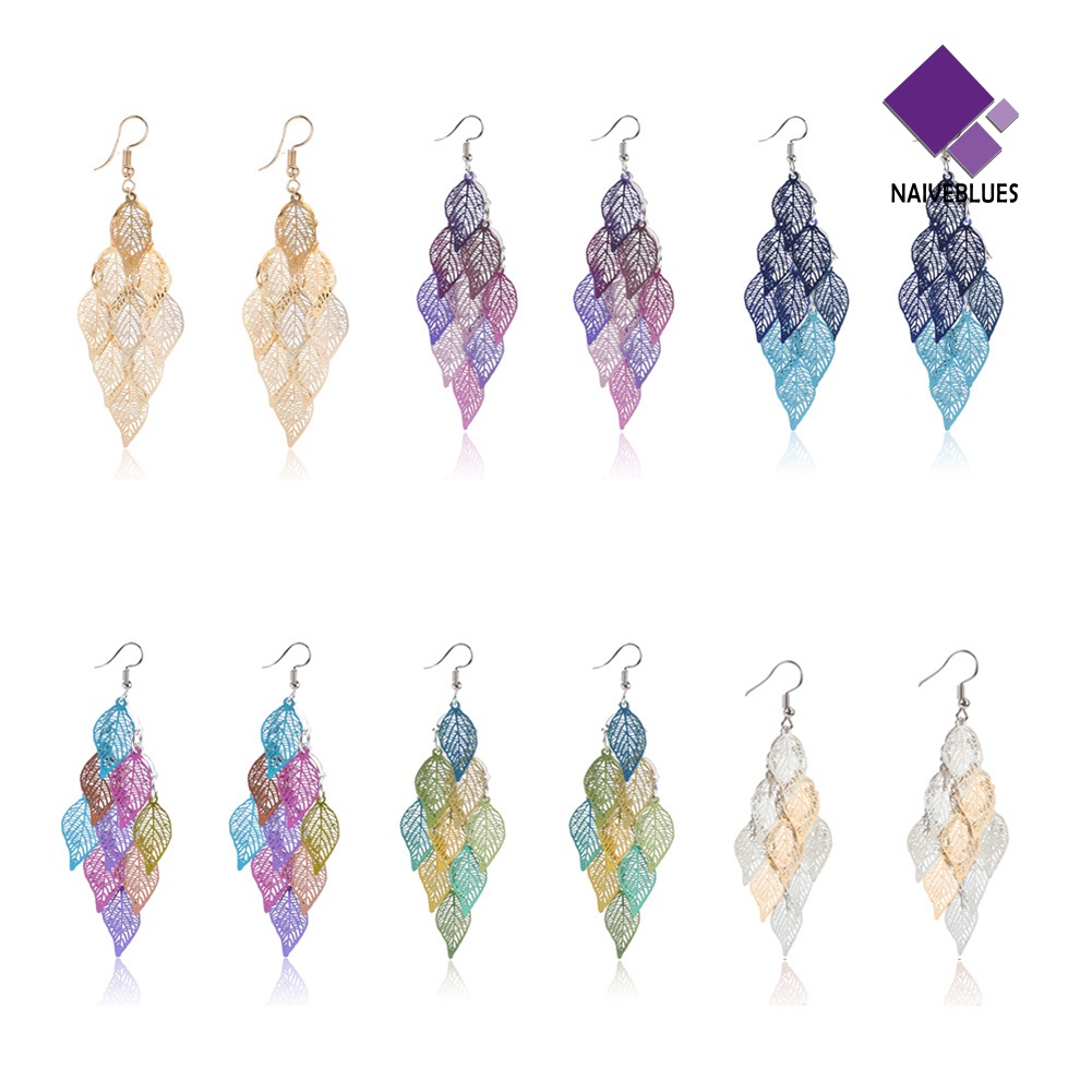 Anting Kait Model Hollow Multi Layer Warna-Warni Untuk Wanita