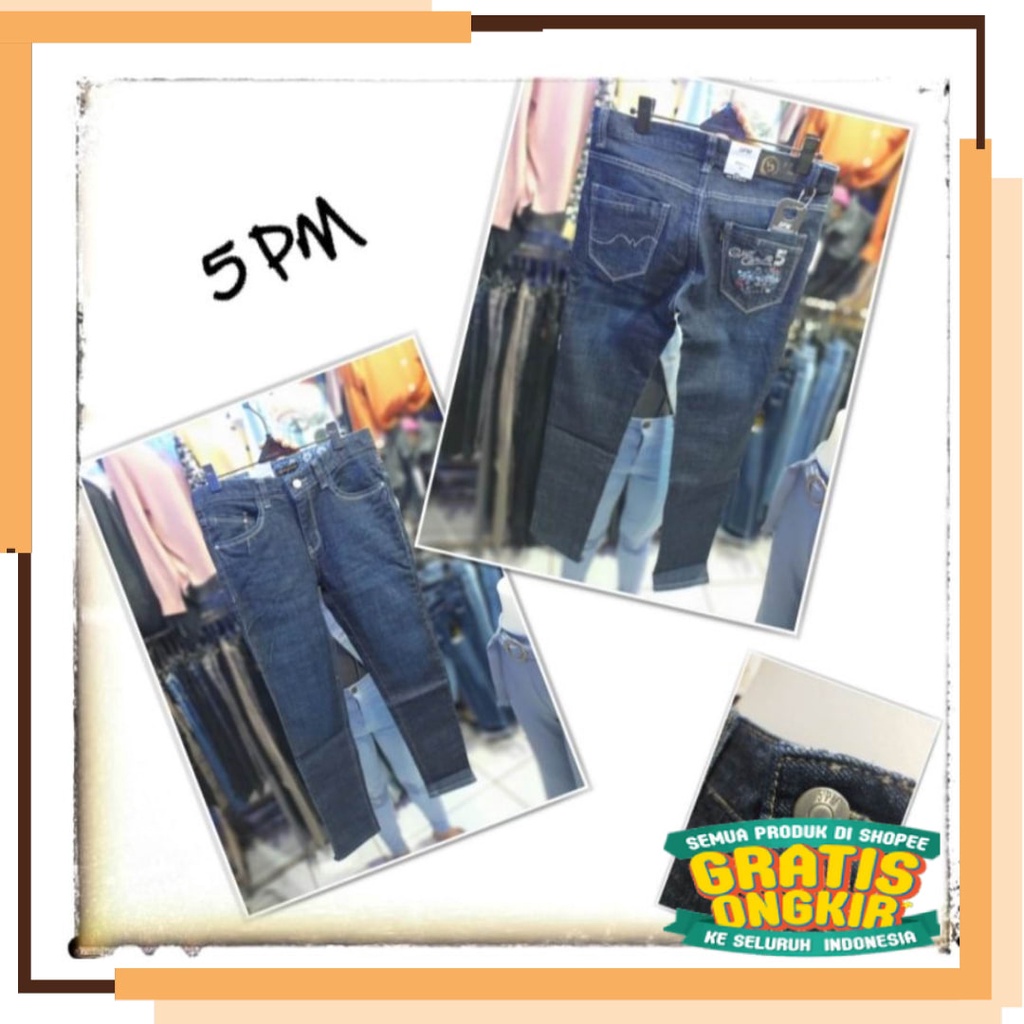 Blue Grey snow black wash  long 7/8 3/4  / CELANA JEANS WANITA / CELANA 5 PM IMPORT / CELANA CEWEK I