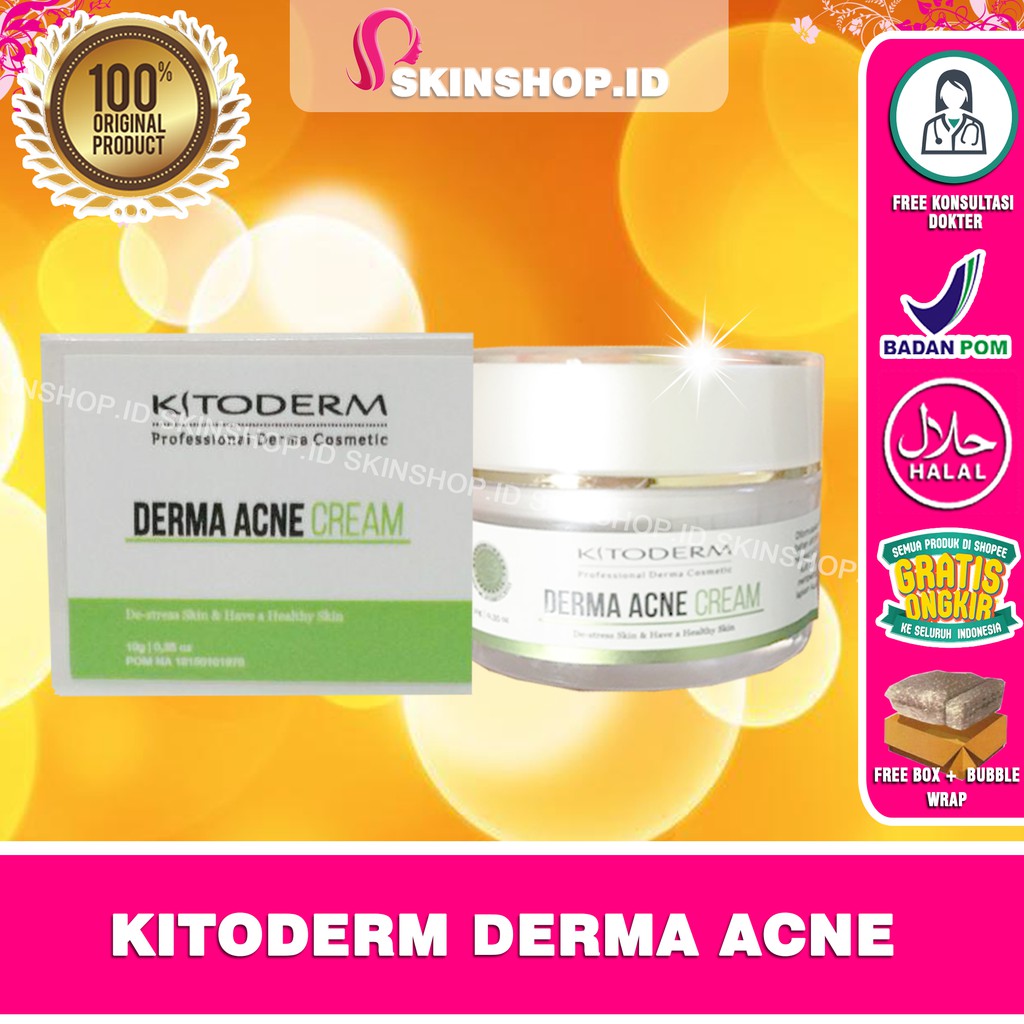 Kitoderm Derma Acne Cream 10gr Original / Krim Jerawat, Penghilang Bopeng, Bekas Jerawat  BPOM Aman