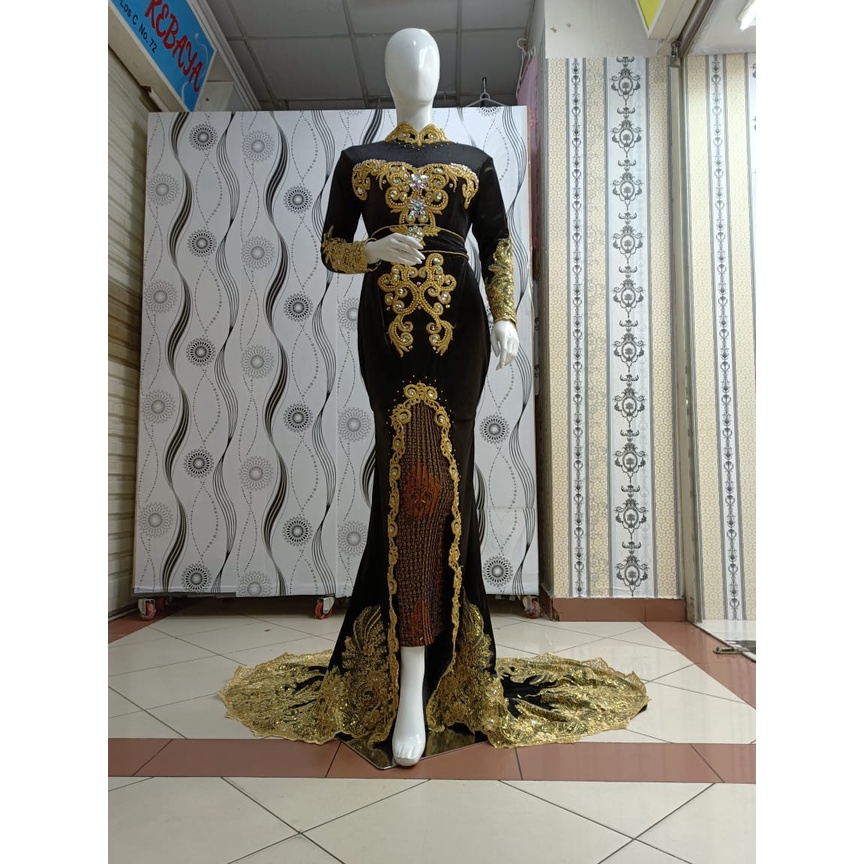 GAN PENGANTIN HITAM/FREE MANSET/GAUN PENGANTIN BELUDRU BEREKOR//BAJU PENGANTIN ADAT JAWA
