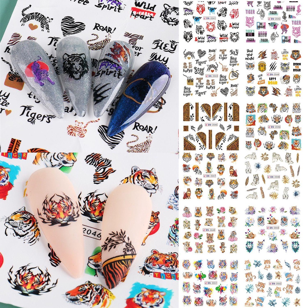 R-bunga Kuku Stiker Transparan Aurora Tangan Aksen Decals