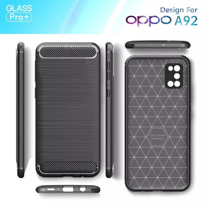 PREMIUM-Soft Case Slim Fit Carbon Fiber Oppo A52.A92 Casing Silicon Karbon Armor Back Cover