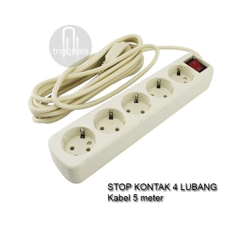 STOP KONTAK  Terminal 3 Lubang Colokan Listrik Kabel + Saklar