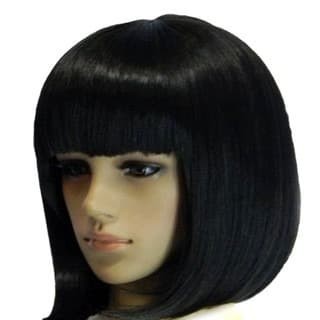 wig bob rambut pendek dengan poni warna hitam