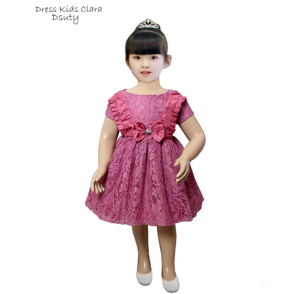 Dress Kids Clara/Gaun Anak Bayi Umur 1 Tahun Motif Brukat/ Baju Anak Good Quality