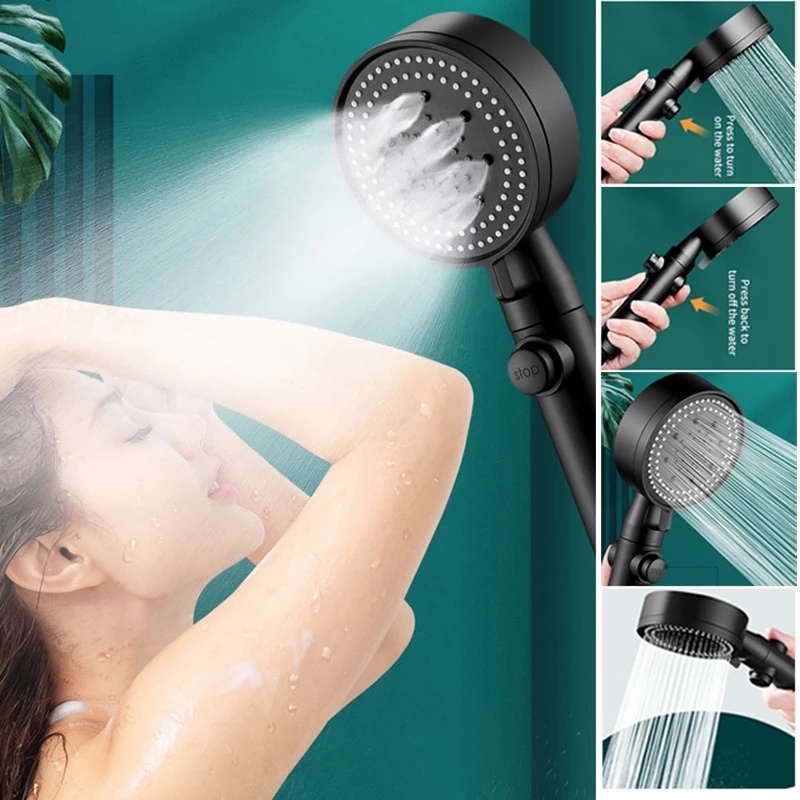 Kepala Shower 5 Mode Adjustable Tekanan Tinggi Hemat Air Untuk Kamar Mandi