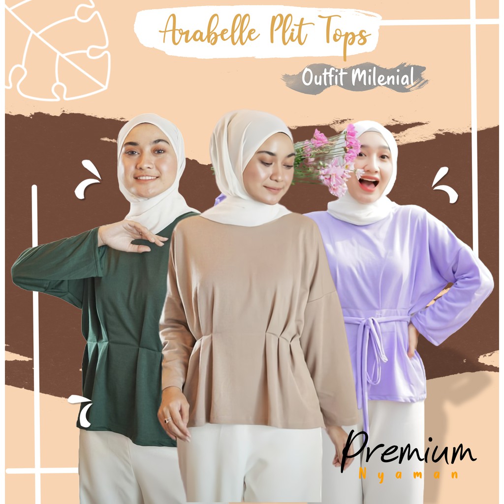 Baju Atasan Blouse Wanita Muslim Murah Lengan Panjang Kekinian Remaja Korean Style Jumbo Import