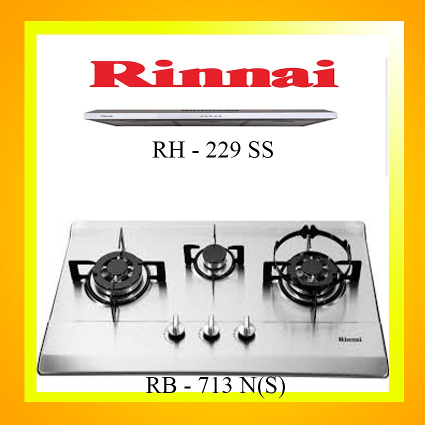 RINNAI Paket Kompor Tanam dan Cooker Hood - RB 713N (S) &amp; RH 229 SS