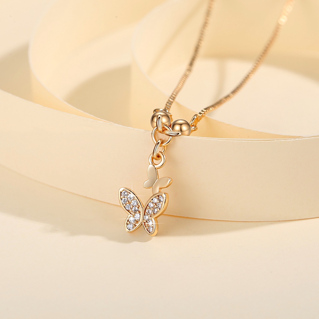 Y601 【COD】 Kalung Kupu-Kupu Fashion Titanium Wanita Necklace Lapis Emas Aksesoris Fashion Kalung Wanita