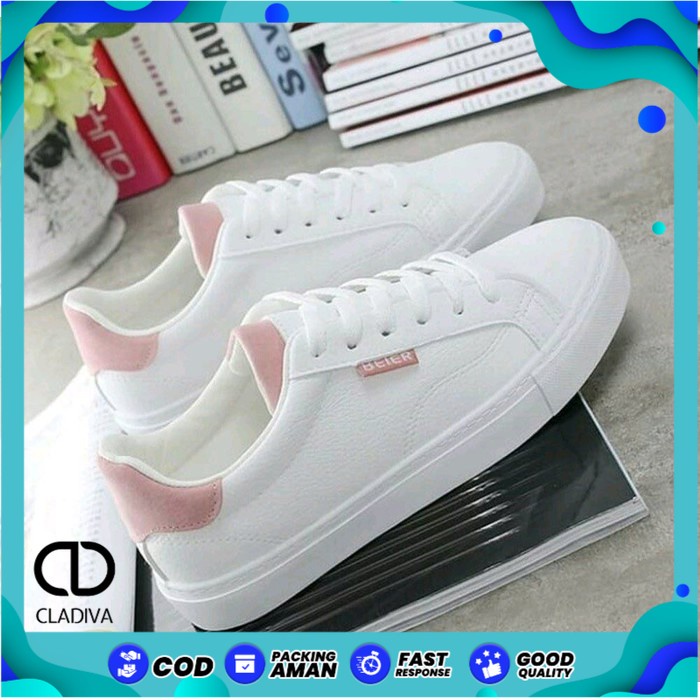 Sepatu Sneakers Wanita BEIER Sneaker Snikers Putih Pink Hitam Tosca Perempuan Cewe Cewek FSH153 Cladiva-1