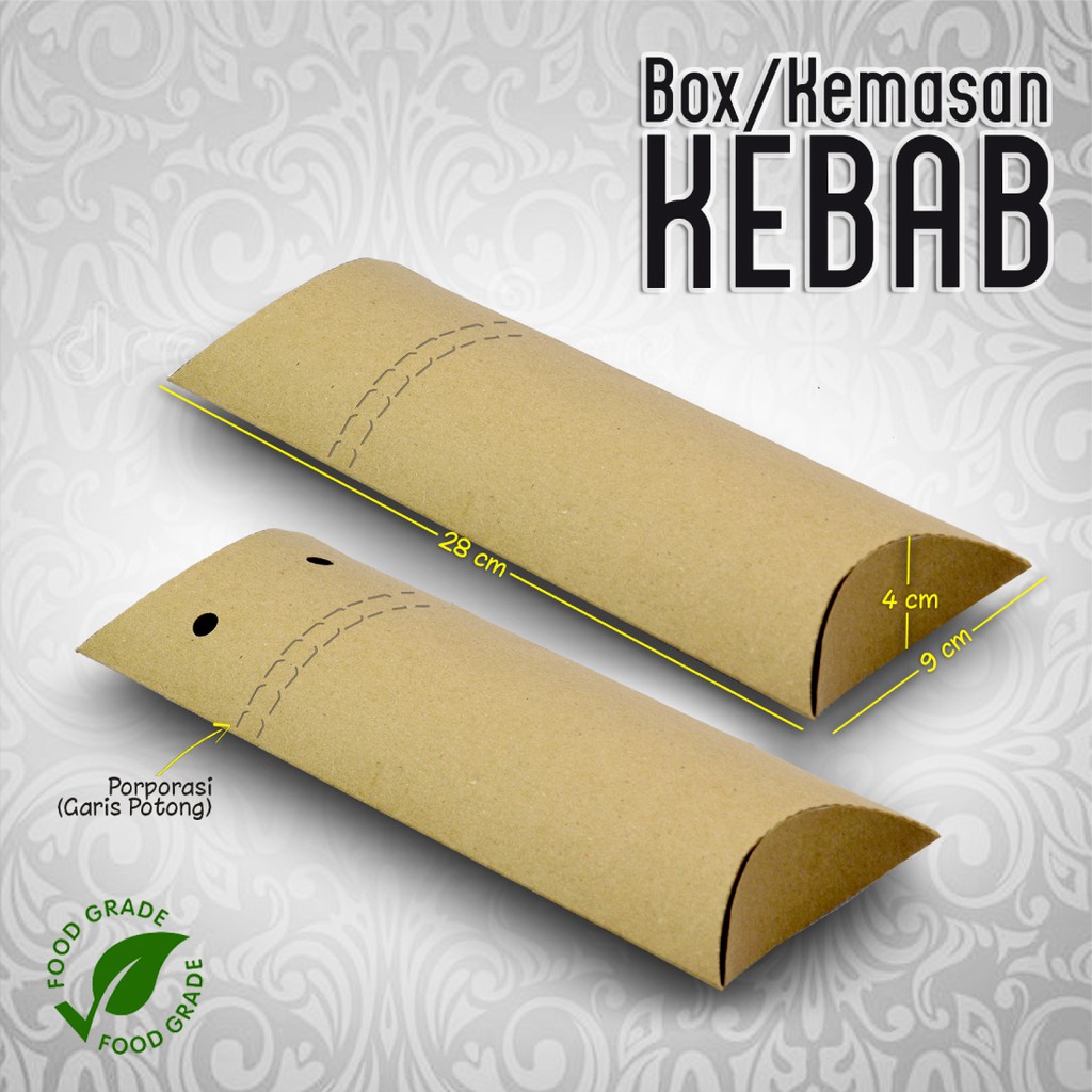 

Box Kebab - Dus Kebab - Kotak Kebab | KRAFT COKLAT (50pc)