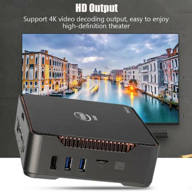 Mini PC AK3V Intel Quadcore J4125 8/128GB Windows 10 Pro Dual HDMI Plus VGA Triple Display