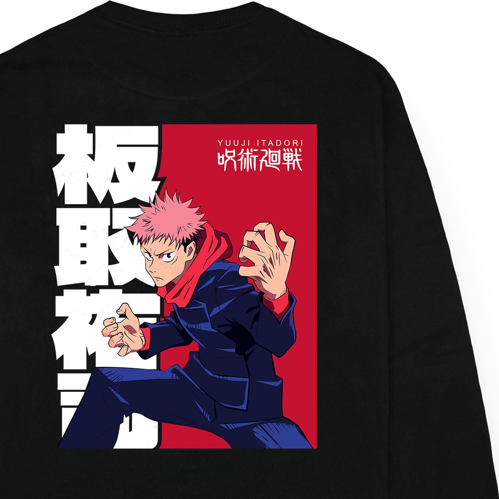 Surfinclo Sweatshirt Sweater Crewneck Yuuji Itadori Jujutsu Kaisen Bahan Katun Fleece