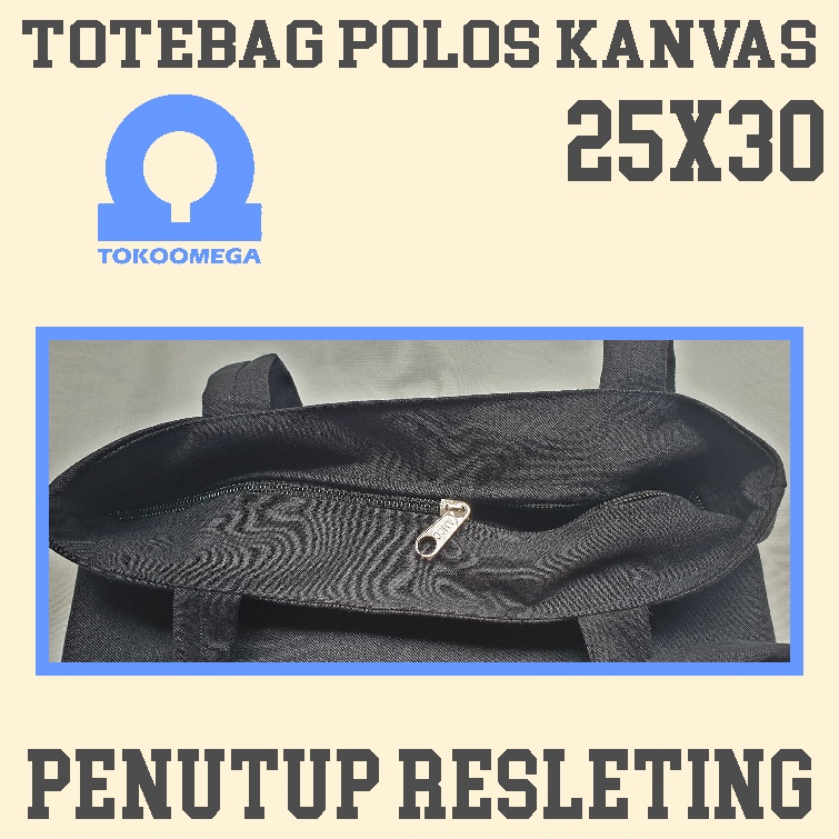 tokoomega Tote Bag Polos Kanvas Hitam Premium 25x30