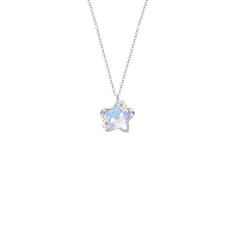 Fashion Necklace Jewelry Trendy Alloy Rhinestone Zircon Moon Star Pendant Necklace for Women