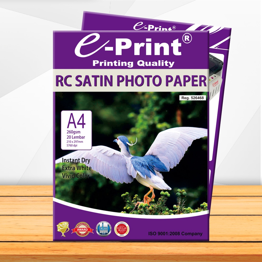 E-PRINT RC SATIN PHOTO PAPER A4  260GSM KERTAS MENGKILAP