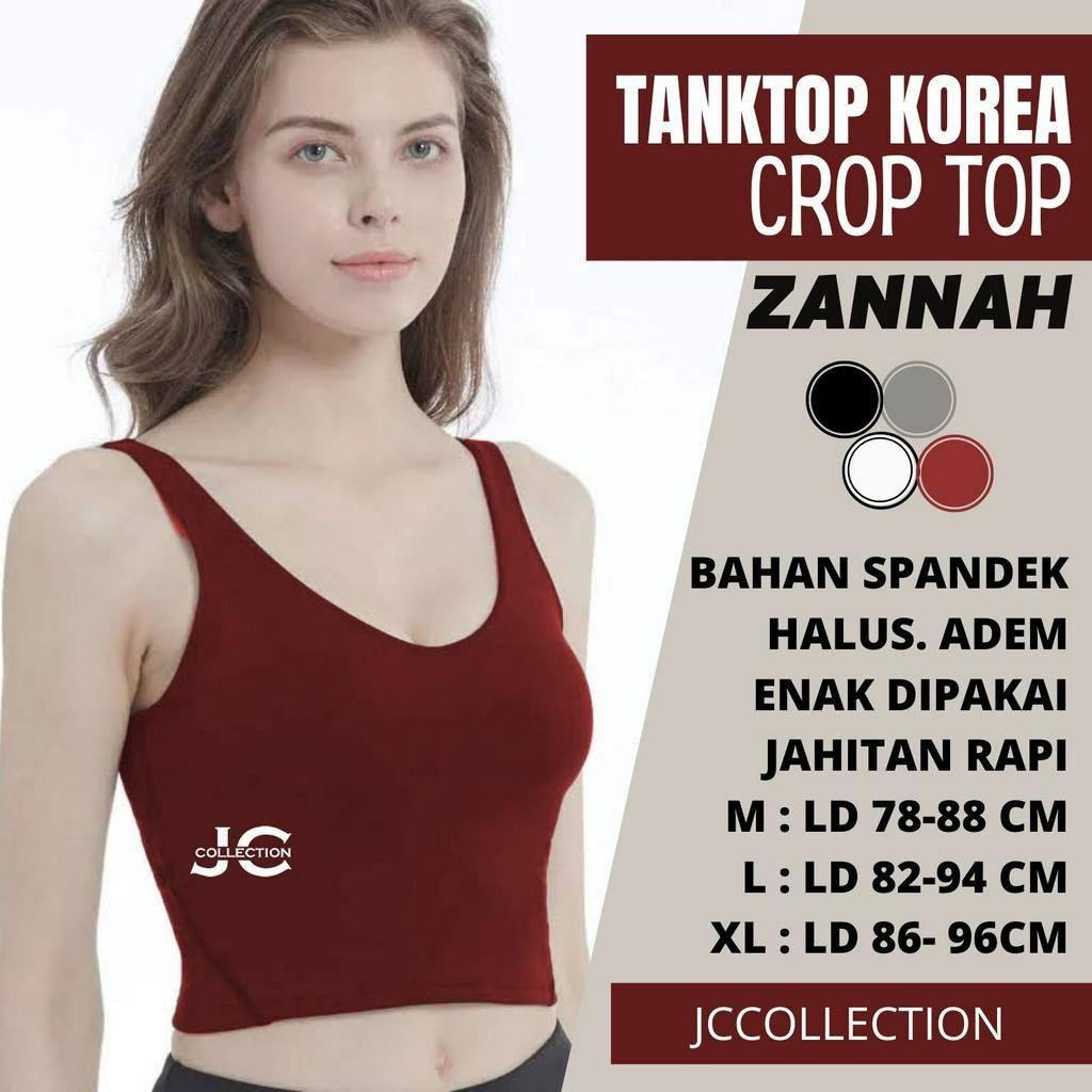 Tanktop Singlet Dalaman Cropped Wanita Gaya Korea Zannah / Kaos Tanktop Crop