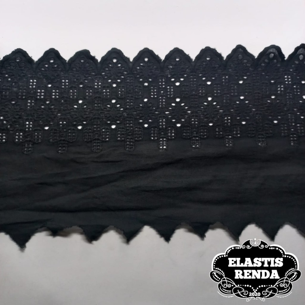 (Harga Per Meter) Renda Katun Cantik Hitam Lebar 15 Cm