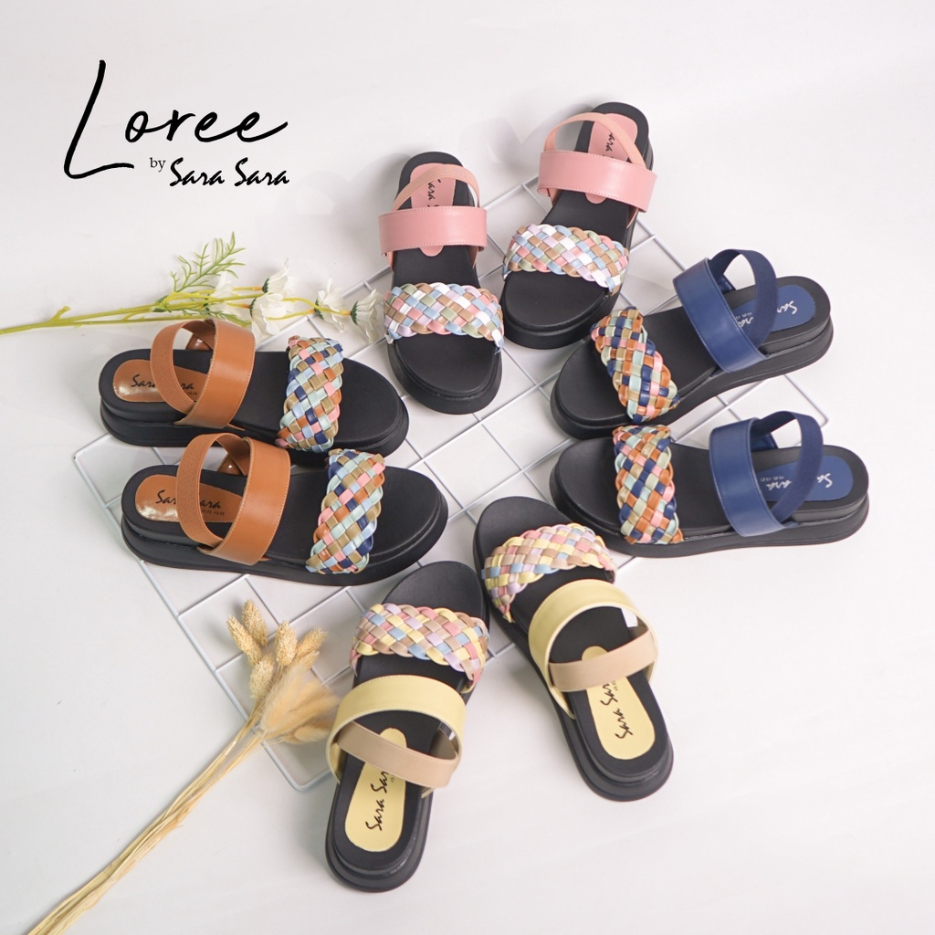 Sara Sara LOREE Sandal Wedges Anyam sepatu sandal tali sandal wedges cewek terbaru