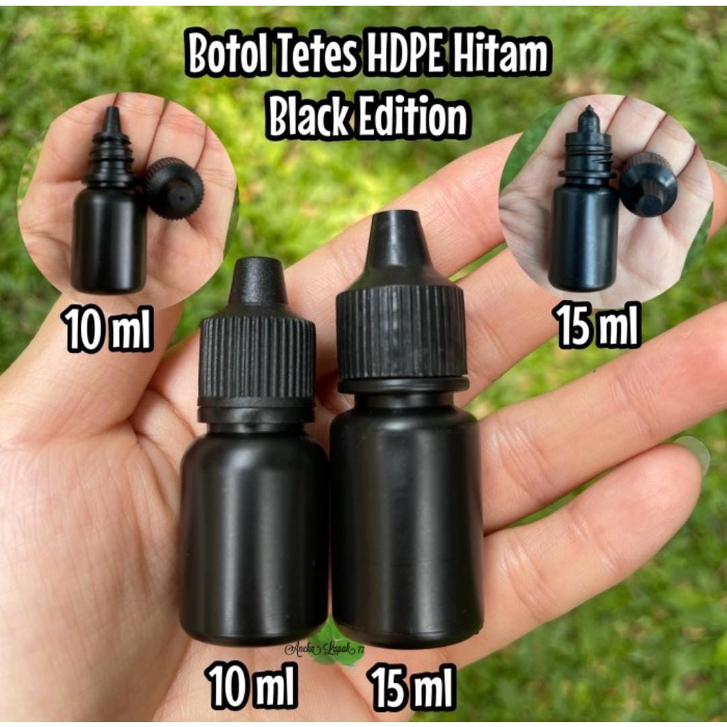 Botol Tetes HITAM 10 / 15 ml botol tetes HDPE tahan bahan kimia