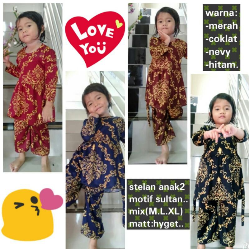 setelan celana anak motif sultan /set.cel anak perempuan usia 1-4 tahun