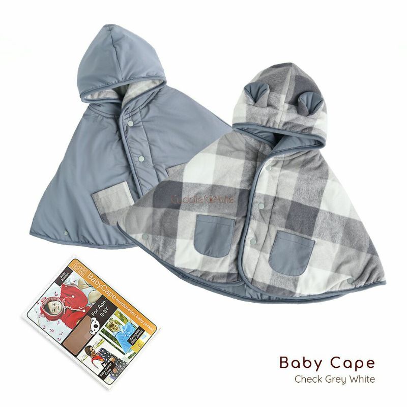 Jaket Anak CuddleMe BabyCape | Mantel Bayi Balita Cuddle Me Baby Cape | Grosir Cuddle Me BabyCape-Check Grey White
