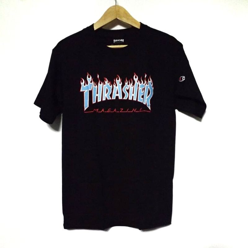 T-SHIRT THRASHER X CHAMPION- thrasher original- thrasher ori- skateboard- thrasher magazine